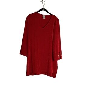 Chico Traveler's Red Wrinkle-Resistant Stretchy Fabric Top in size 2